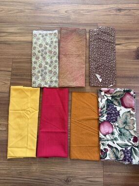 Vintage Quilting Cotton Fabric Lot Multi Size 7pcs Neutrals Solids Florals